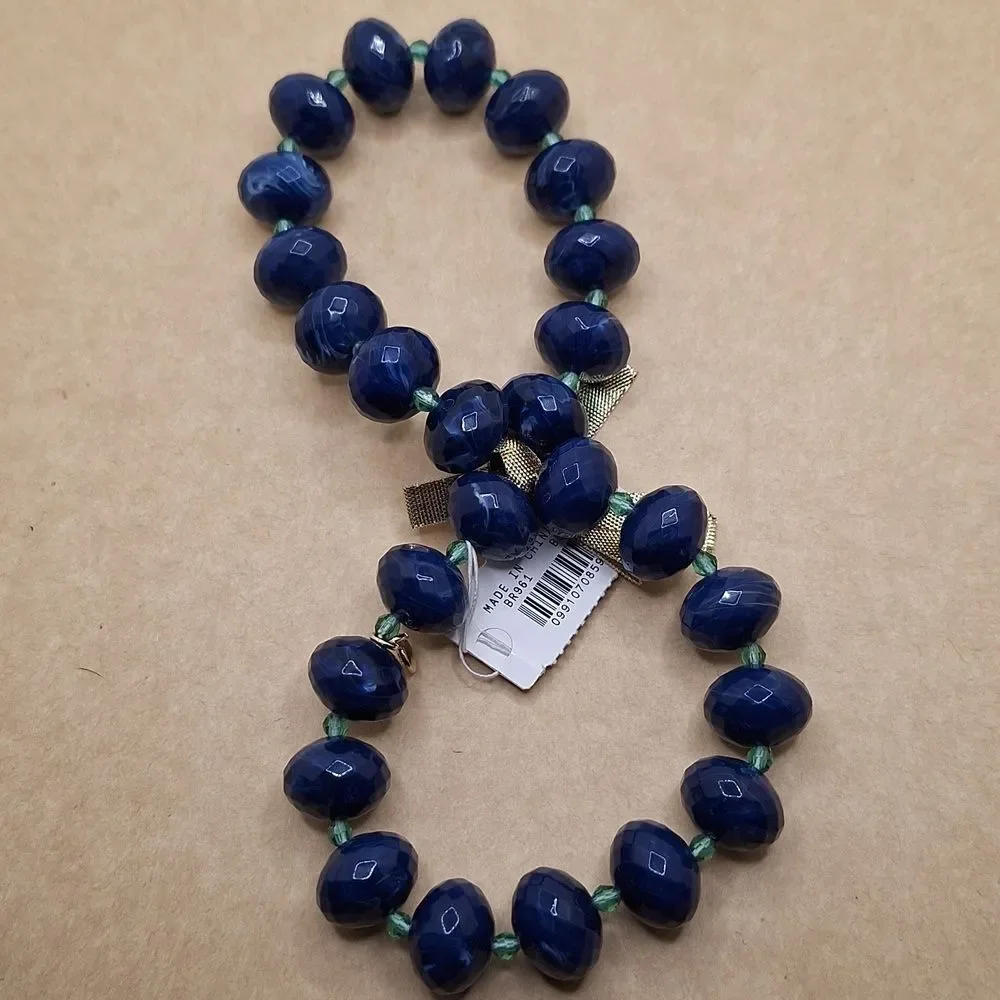 J.Crew Chunky beaded bracelets blue green gold  jewelry